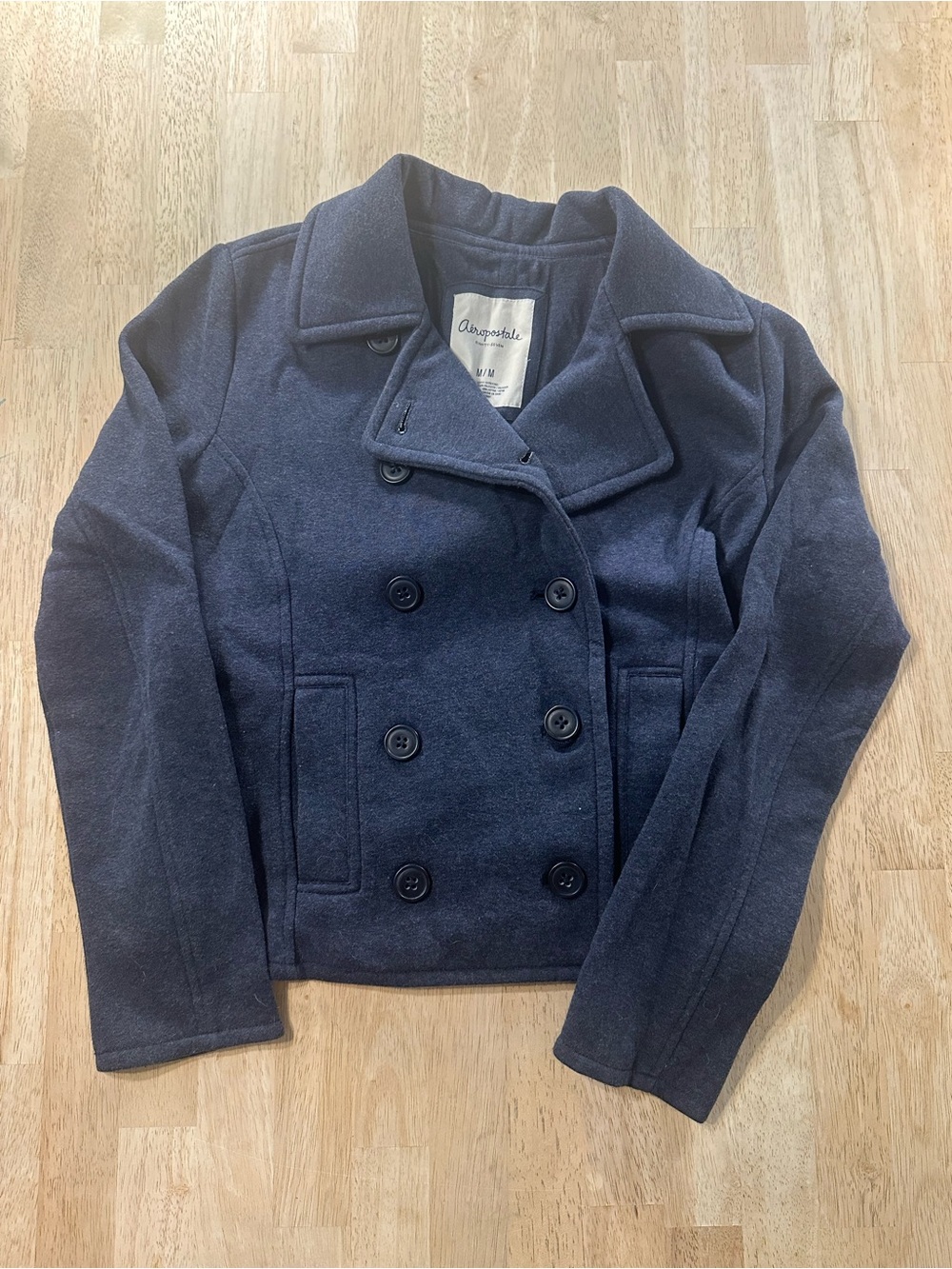 Aeropostale Navy Double-Breasted Peacoat